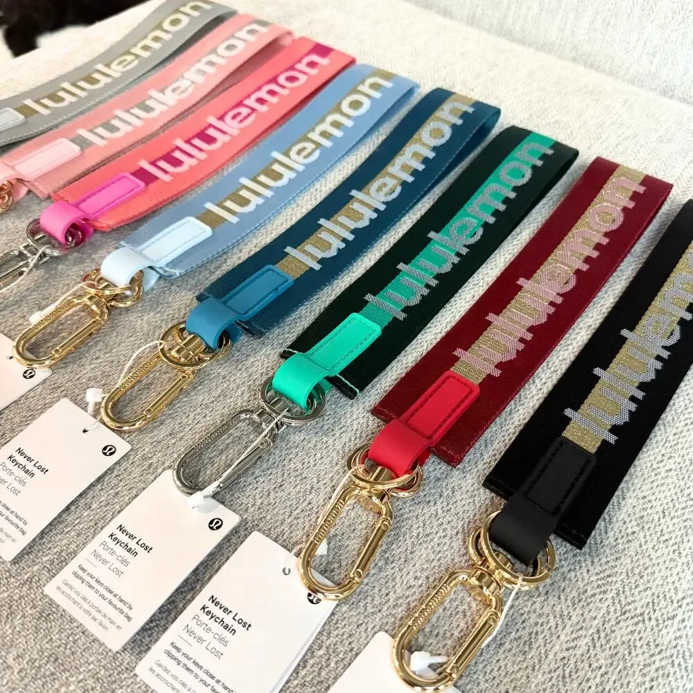 NEW Lululemon Never lost Keychain Wordmark Gray and Gold